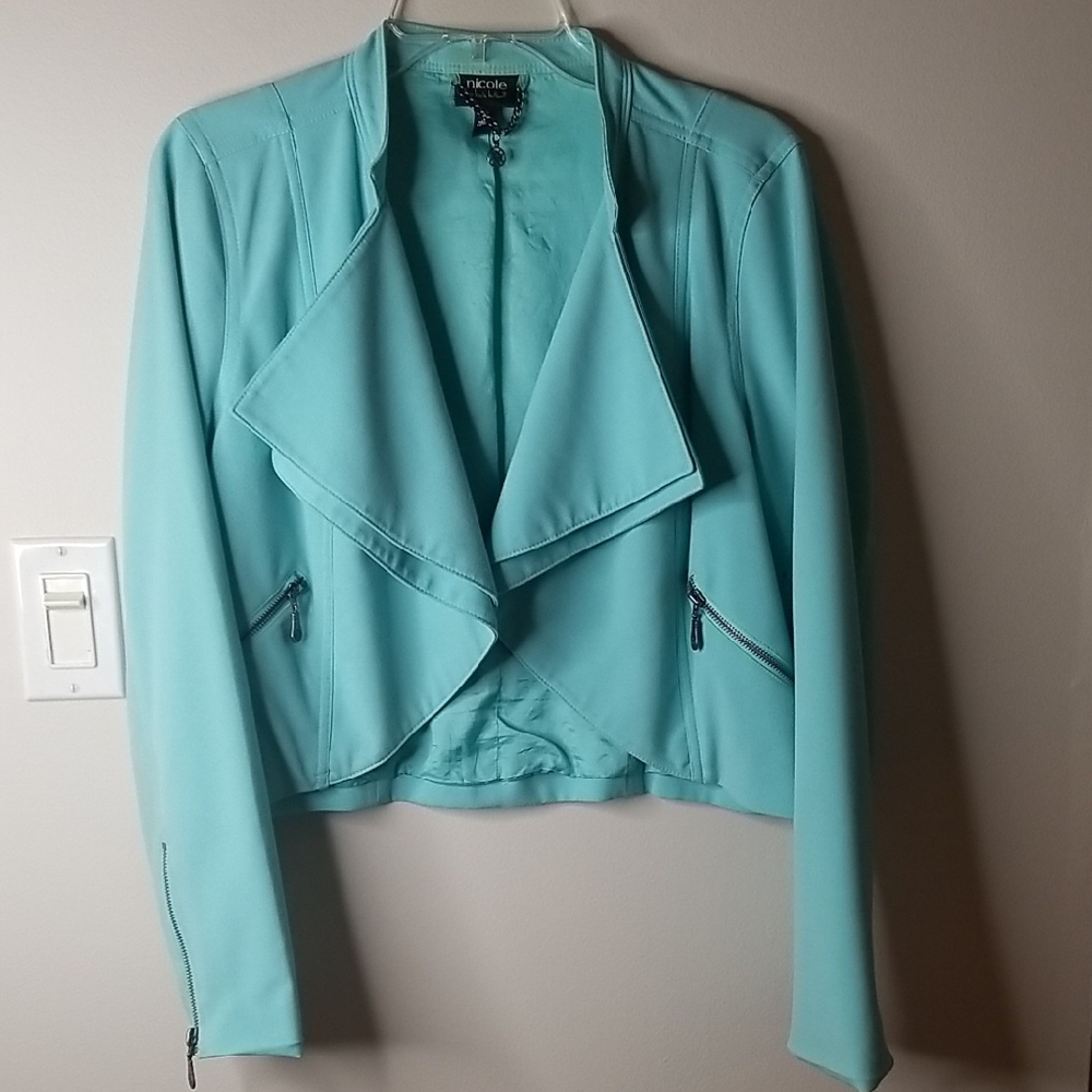 Womens Nicole Miller Suit Jacket Zipper Detail On Sleeves Sz Med